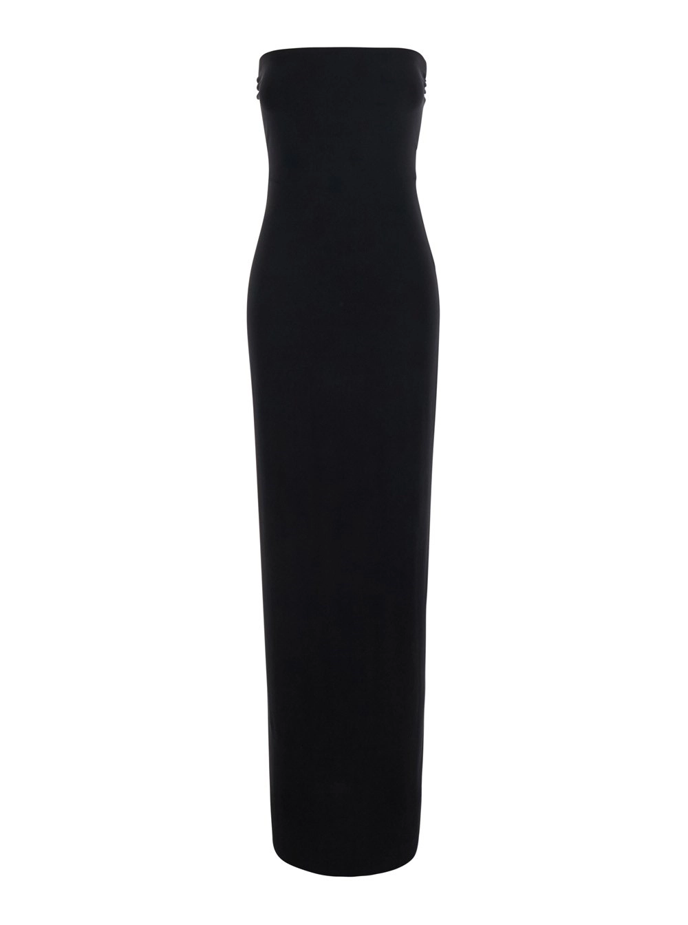 Norma kamali Abito lungo con collo quadrato e design smanicato in tessuto elastico nero donna