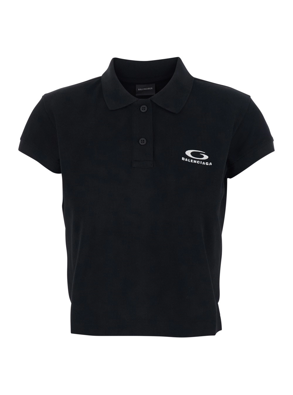 Balenciaga Polo con logo sul fronte in cotone nera donna