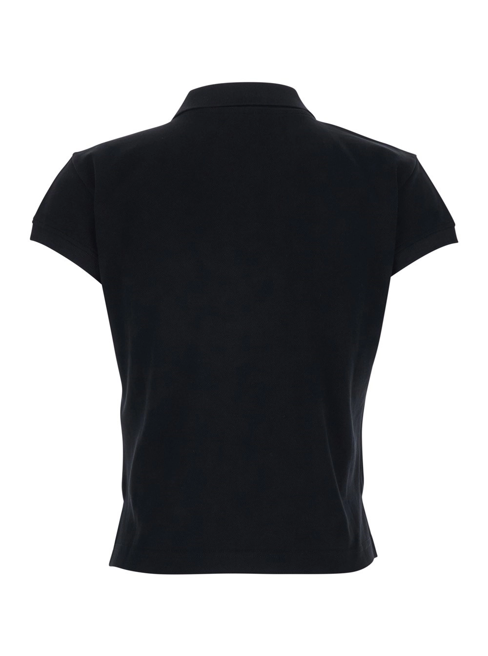 Balenciaga Polo con logo sul fronte in cotone nera donna, view 2