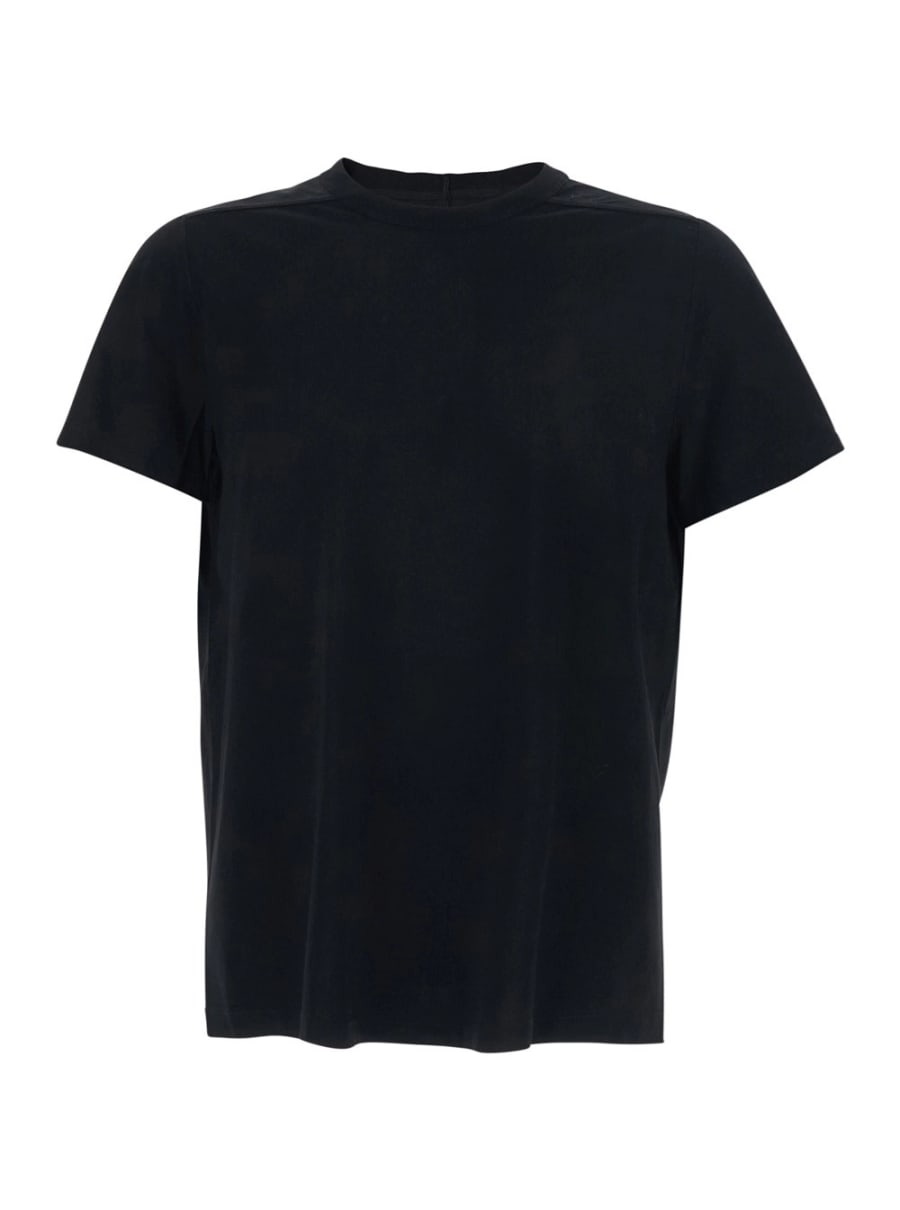 Rick Owens T-Shirt Girocollo con Cuciture Tono su Tono in Cotone Nera Uomo