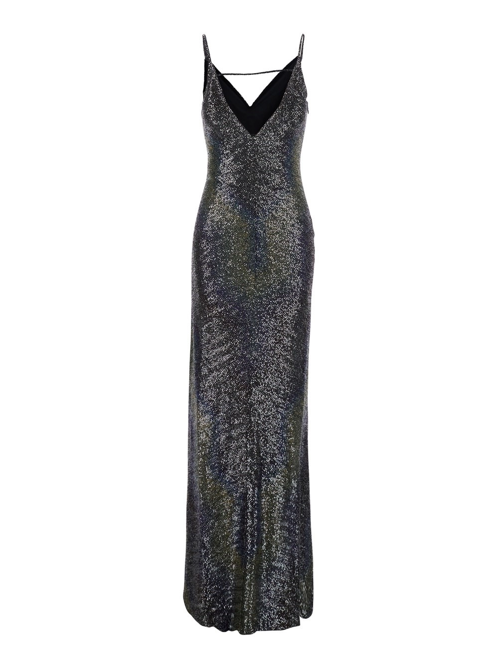 Missoni Abito Lungo Smanicato con Scollo a V e Paillettes All-Over in Misto Viscosa Multicolor Donna