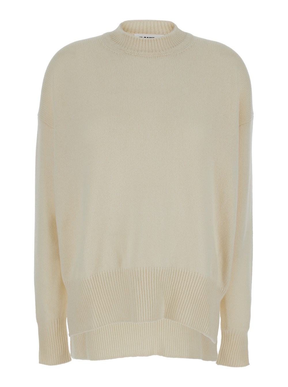Jil Sander Pullover a Costine in Cashmere Panna Donna