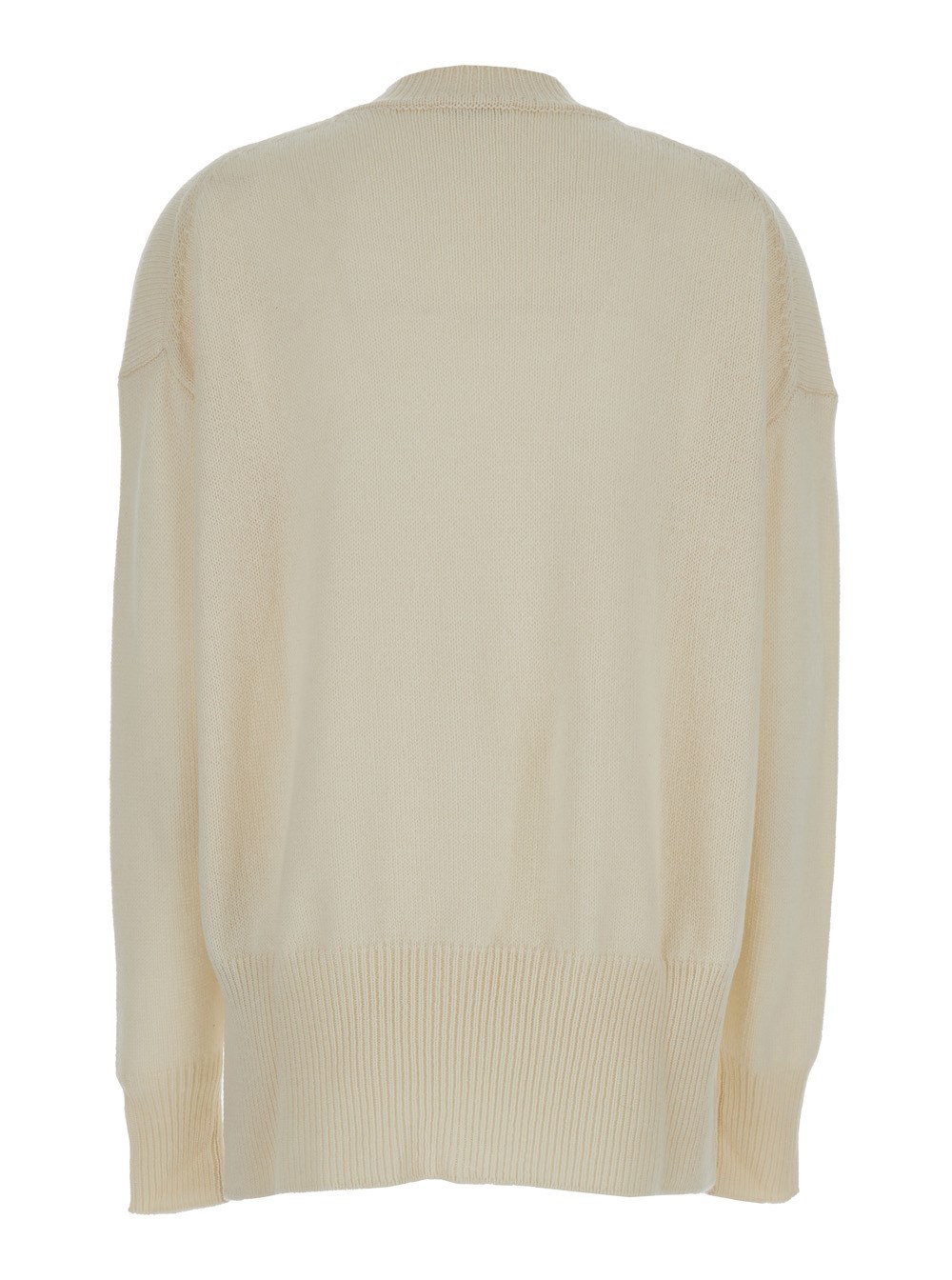 Jil Sander Pullover a Costine in Cashmere Panna Donna, view 2