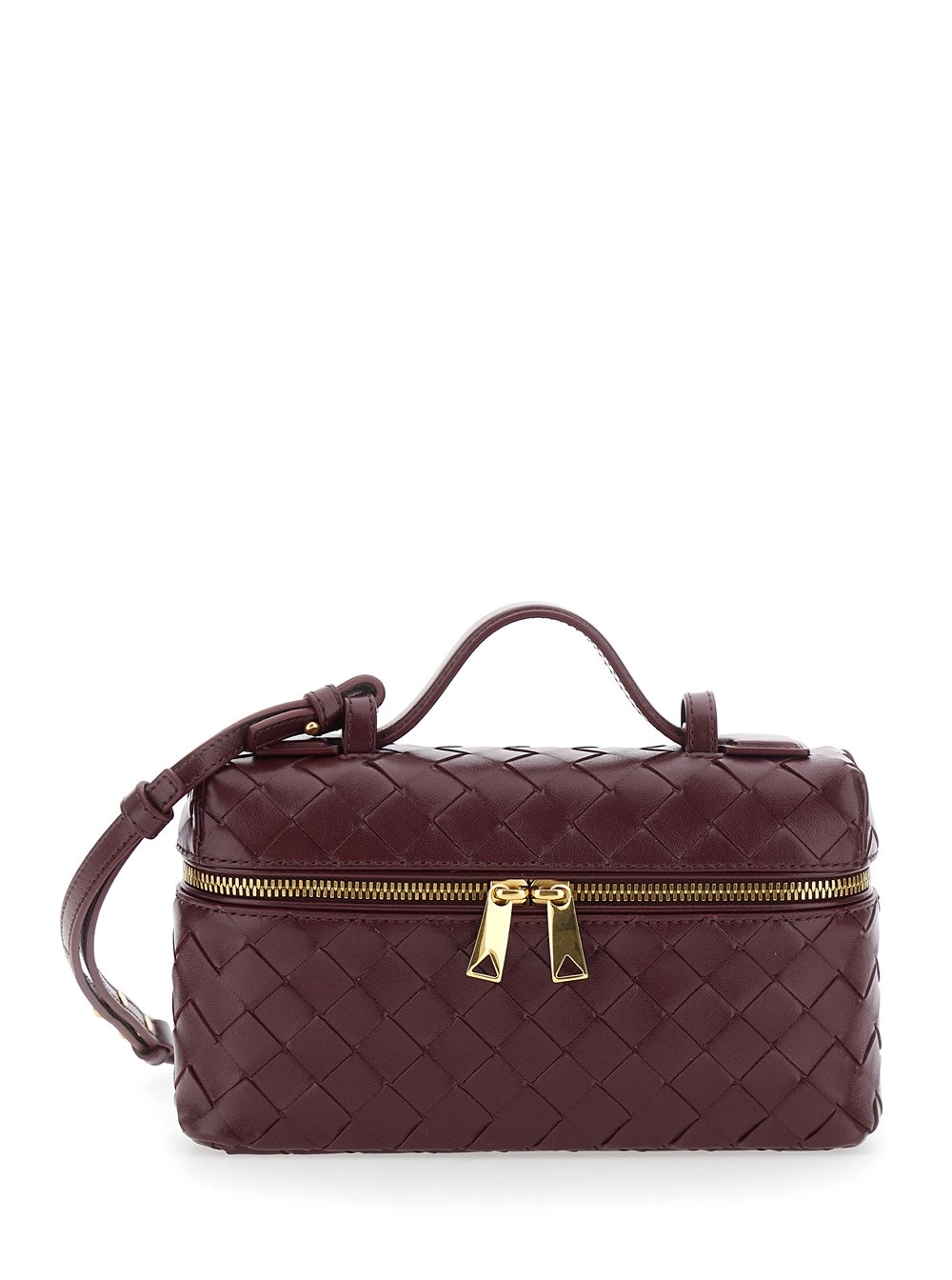 Bottega Veneta Borsa a Tracolla 'Bang Bang' con Tracolla Regolabile e Removibile e Motivo Intrecciato in Pelle Scamosciata Bordeaux Donna