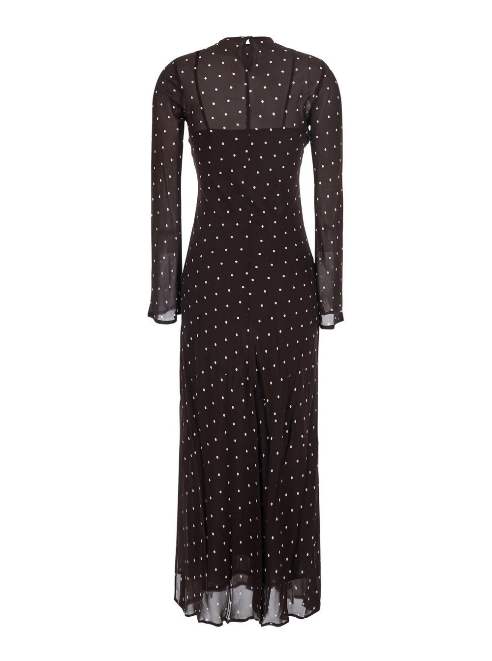 Semicouture Abito Lungo 'Connie' con Chiusura a Goccia sul Retro e Motivo a Pois All-Over in Viscosa Nero Donna, view 2