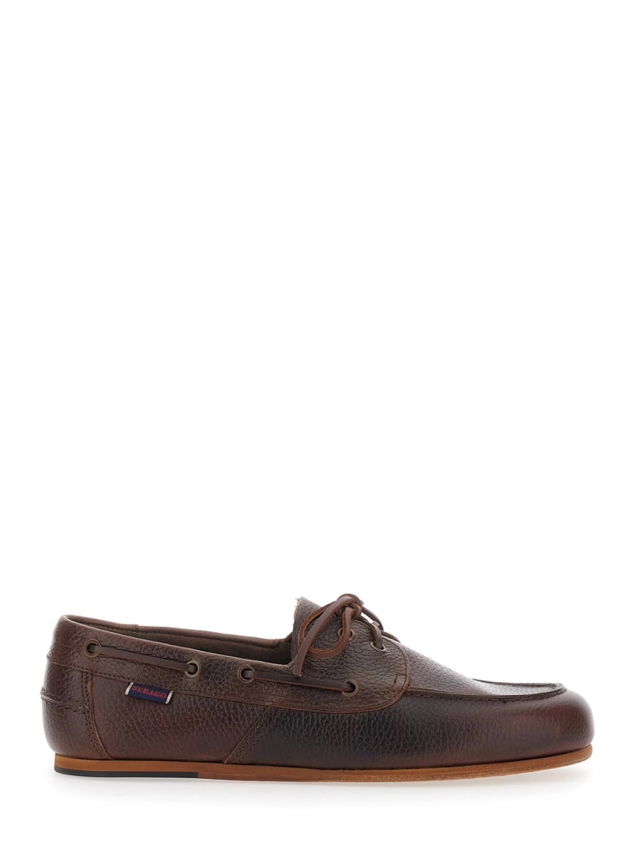 Sebago Mocassini 'PELLE MARTELLATA' Marrone con Punta Arrotondata in Pelle Uomo