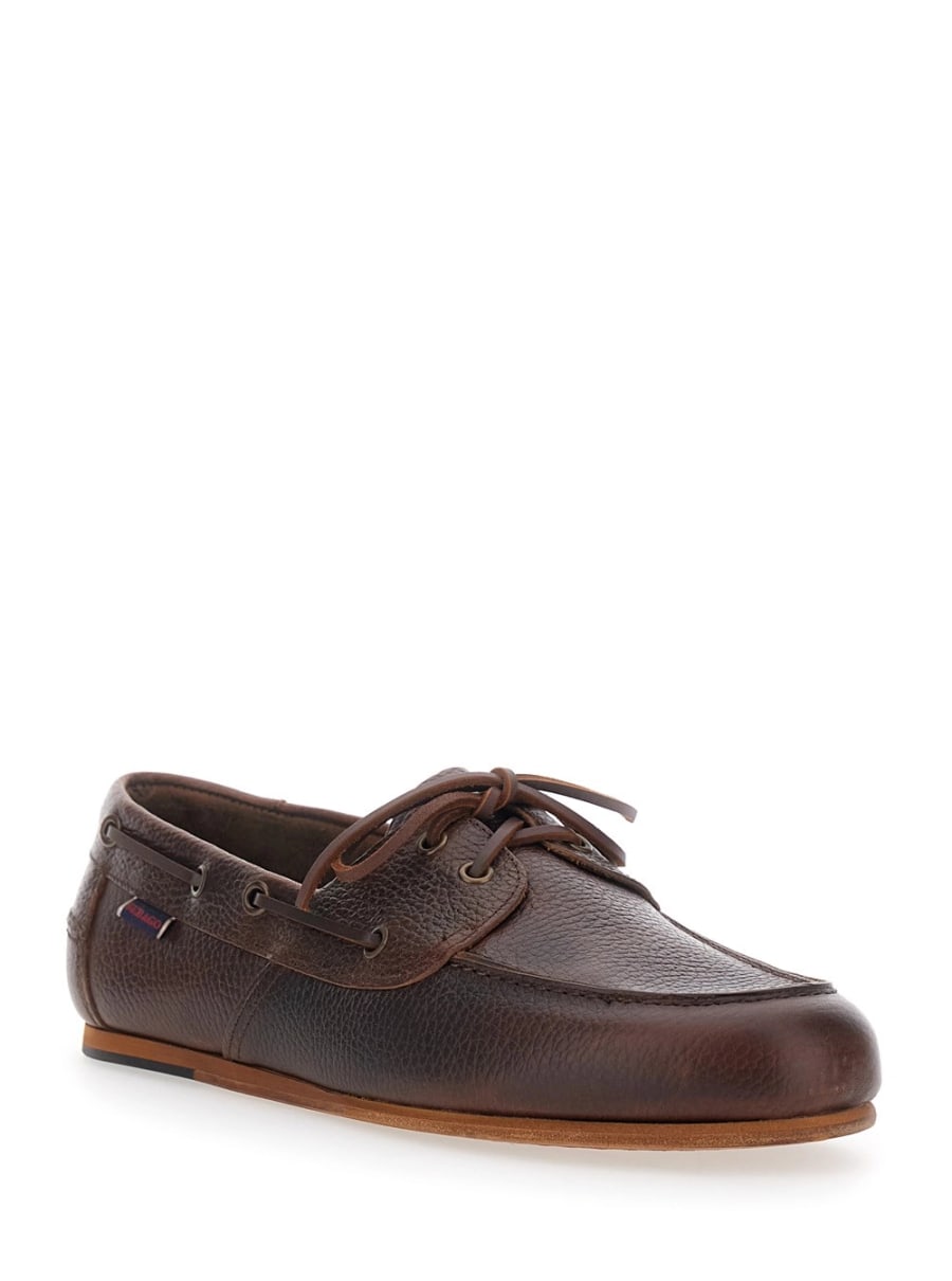 Sebago Mocassini 'PELLE MARTELLATA' Marrone con Punta Arrotondata in Pelle Uomo, view 2