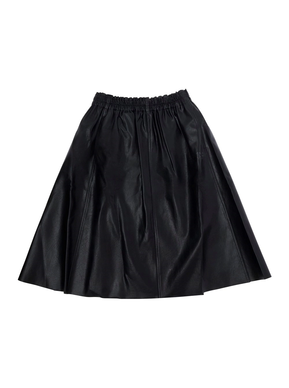 Mm6 maison margiela kids Gonna con vita elasticizzata e patch logo tono su tono in viscosa nera bambina