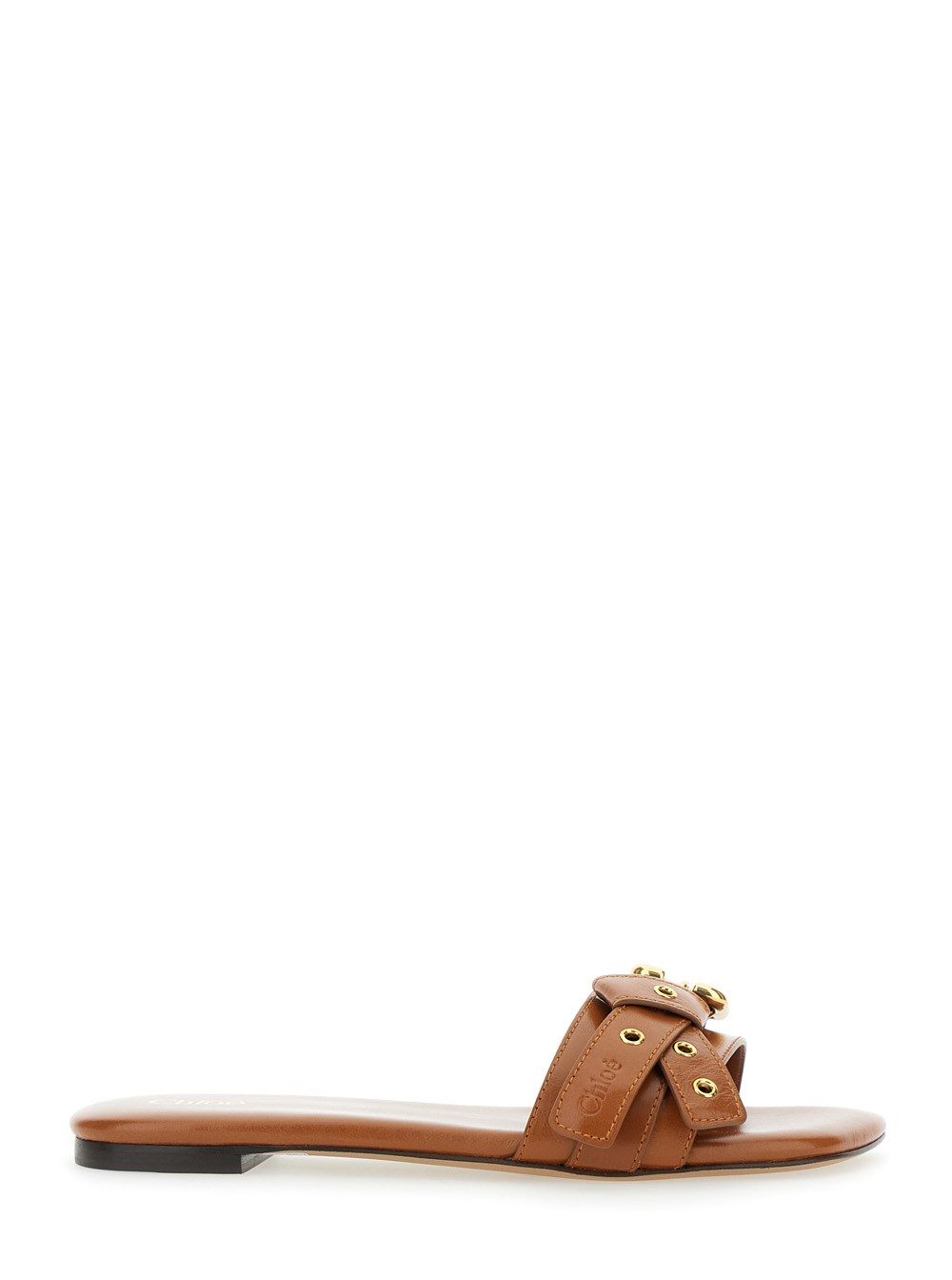 Chloé Sandali 'Mae' con Decorazione con Cinturino con Logo in Pelle Marroni Donna