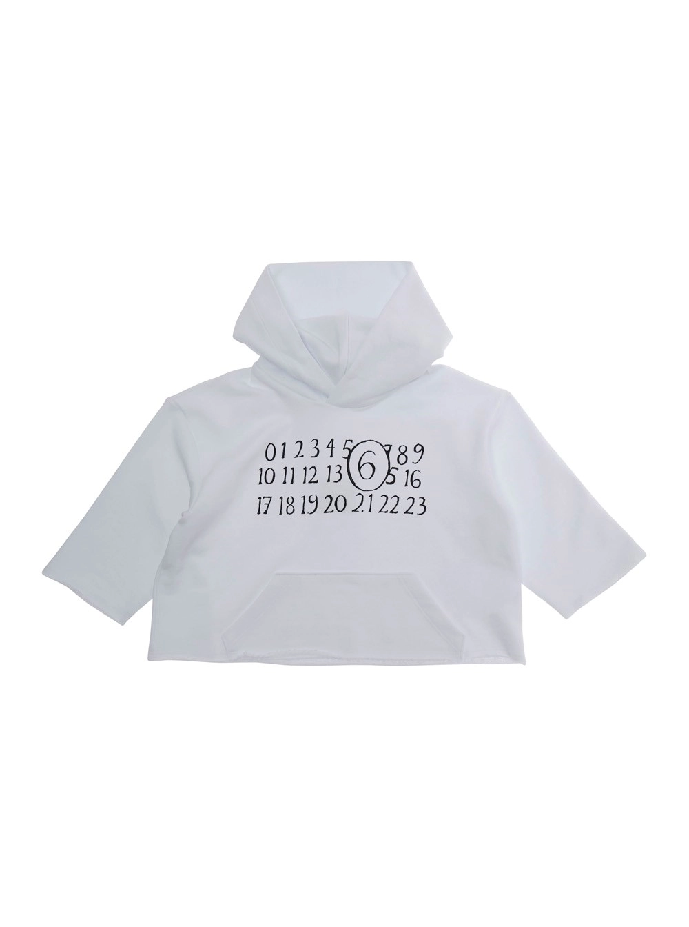 Mm6 maison margiela kids Felpa Bianca 'Felpa con Cappuccio e Stampa Logo sul Fronte' in Cotone Bambino