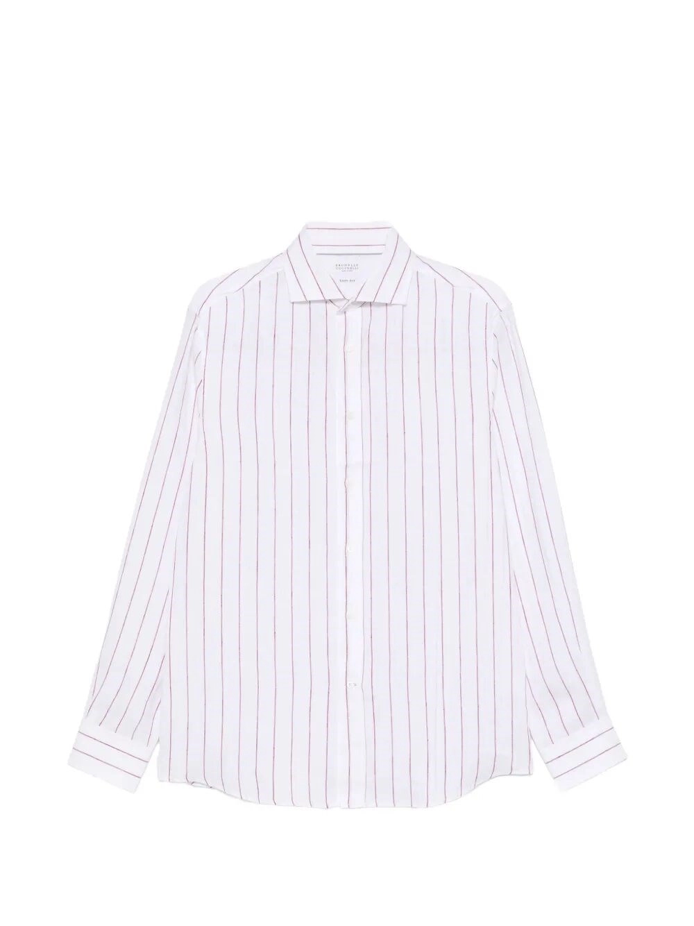 Brunello Cucinelli Stripe Linen Easy Fit Shirt With Spread Collar