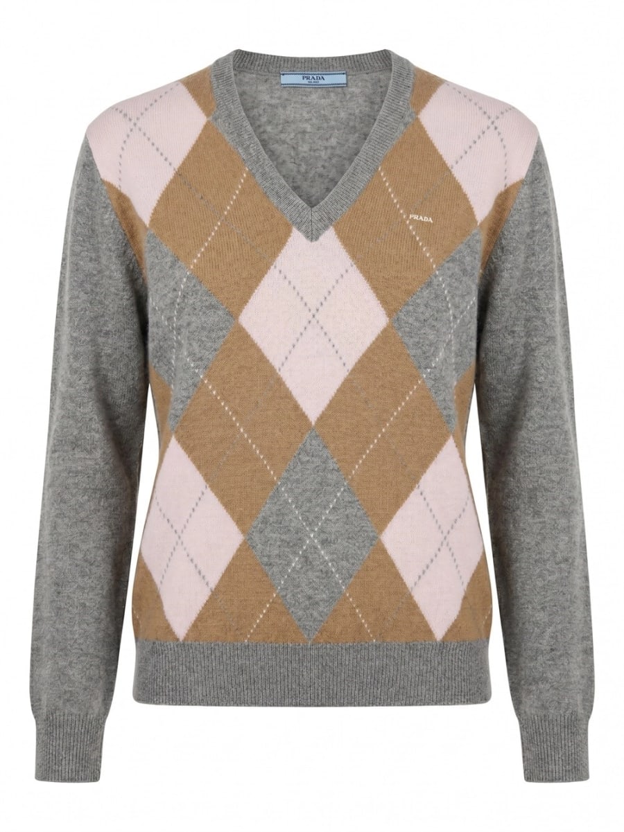 Prada Cashmere Argyle Sweater