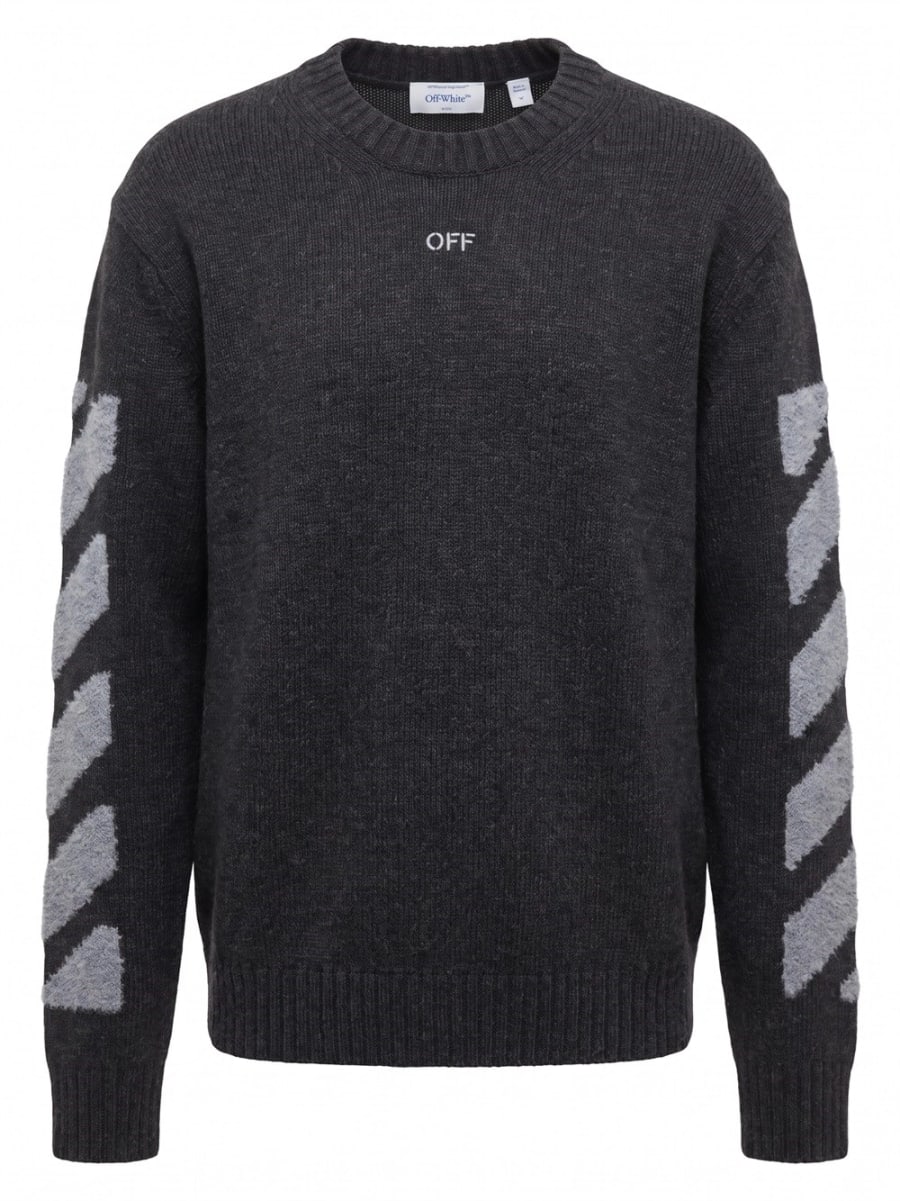 Off-White `Diag Fuzzy` Crew Neck Sweater