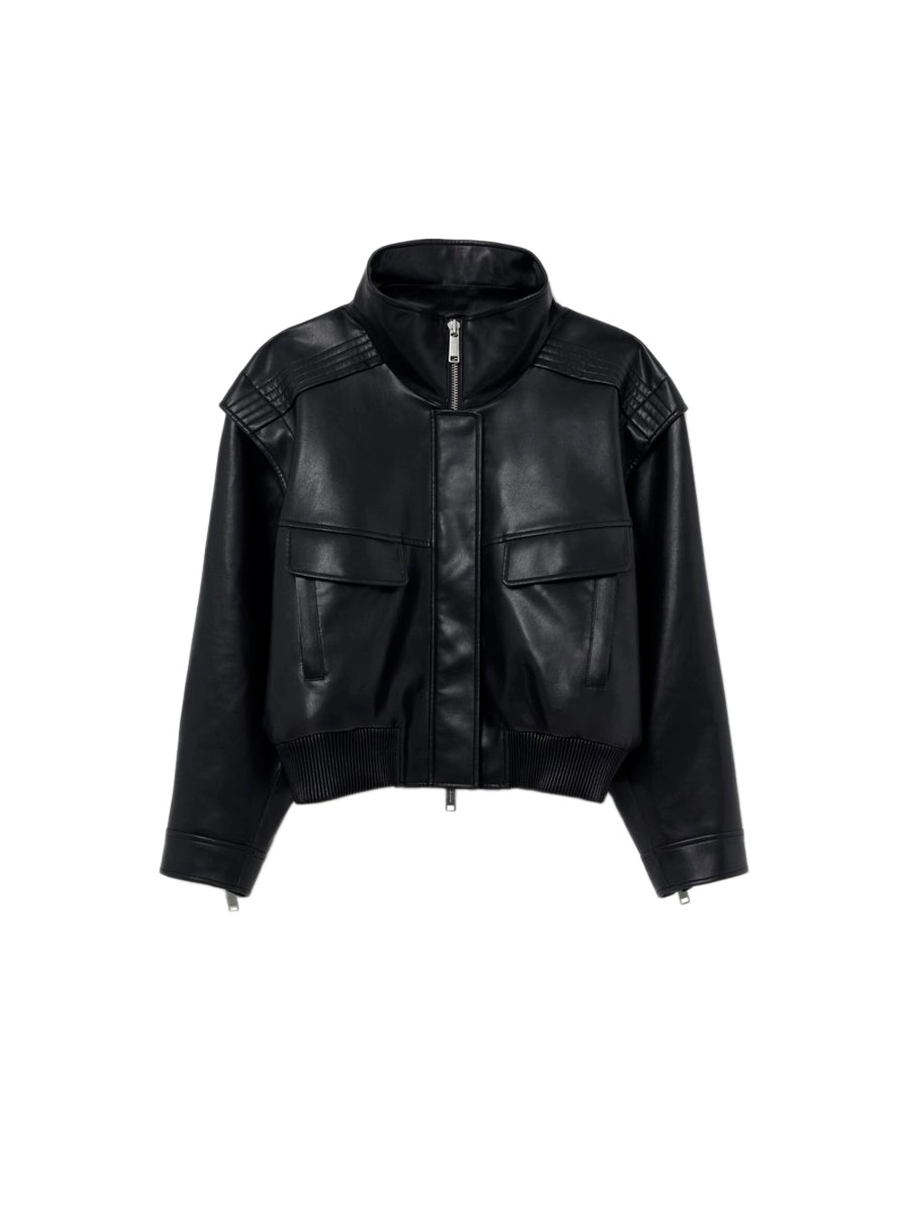 self-portrait Faux Leather Bomber Jacket