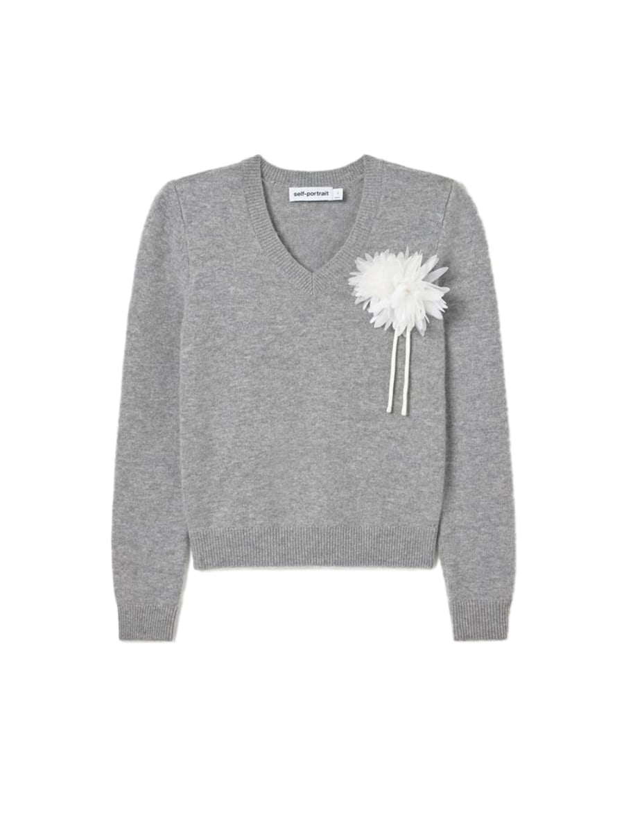self-portrait Flower Wool Jumper