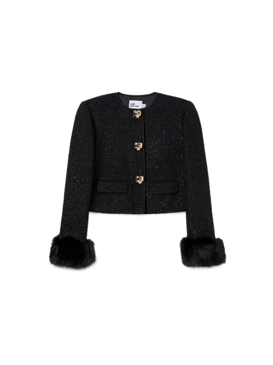 self-portrait Boucle Fur Cuff Jacket
