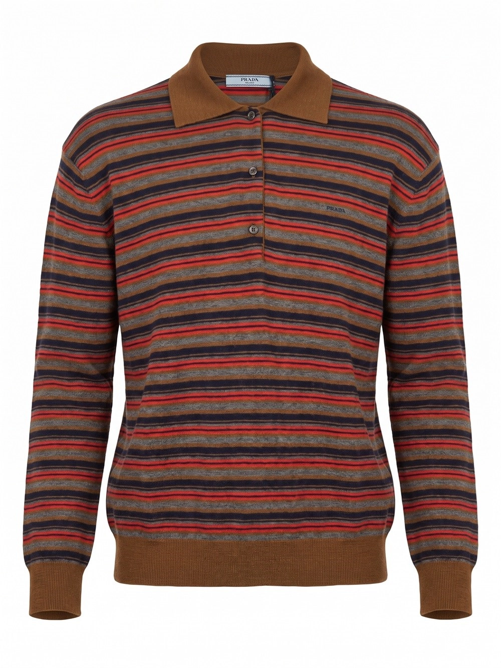 Prada Striped Polo-Neck Sweater