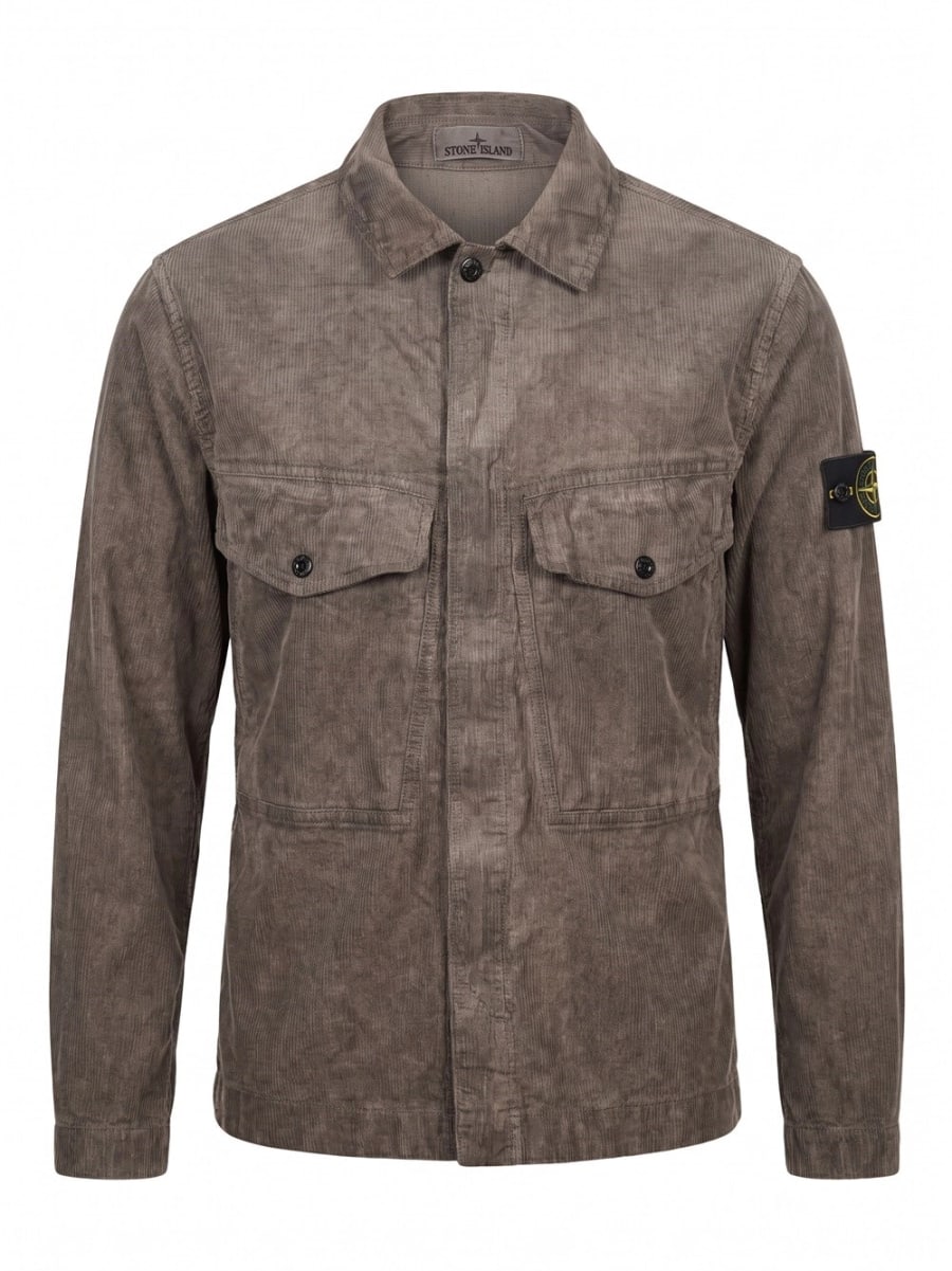 Stone Island Corduroy Garment Dyed `Terra` Shirt