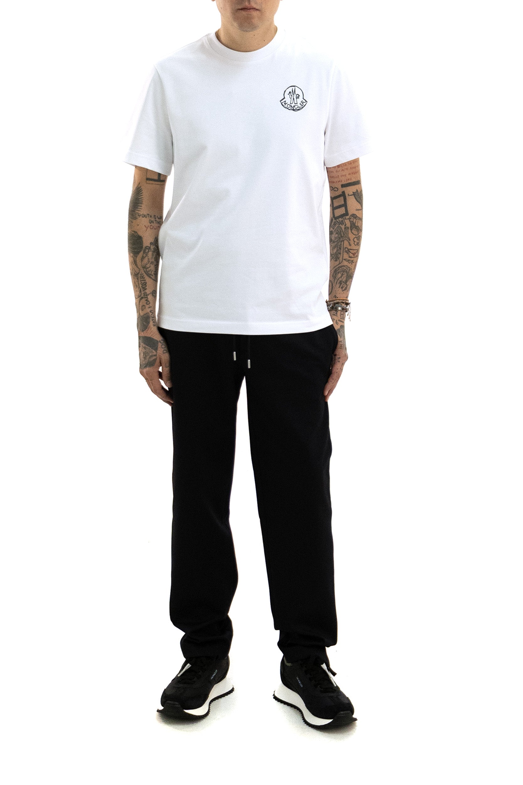 Moncler T-shirt in jersey di cotone di colore bianco, view 2