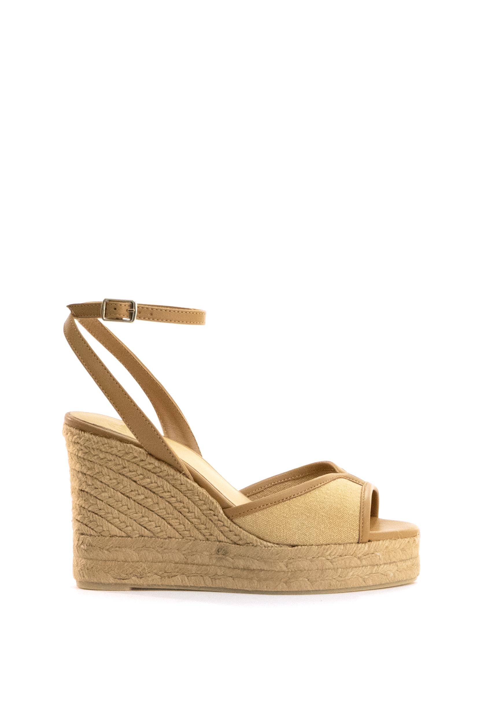 CASTANER Espadrillas con zeppa Brigitte in canvas color naturale