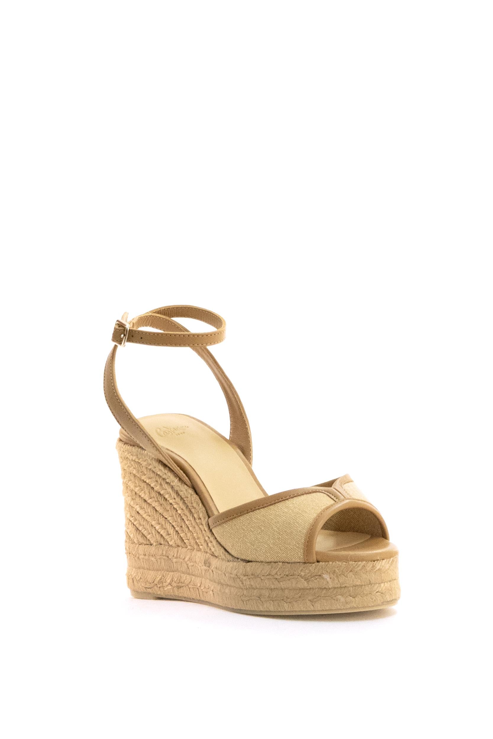 CASTANER Espadrillas con zeppa Brigitte in canvas color naturale, view 2