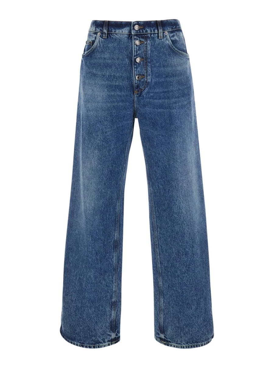 Dolce & Gabbana Jeans con patch logo applicato sul retro in denim blu uomo