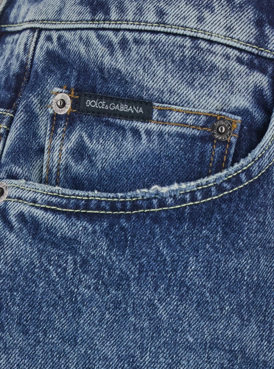 Dolce & Gabbana Jeans con patch logo applicato sul retro in denim blu uomo, view 3