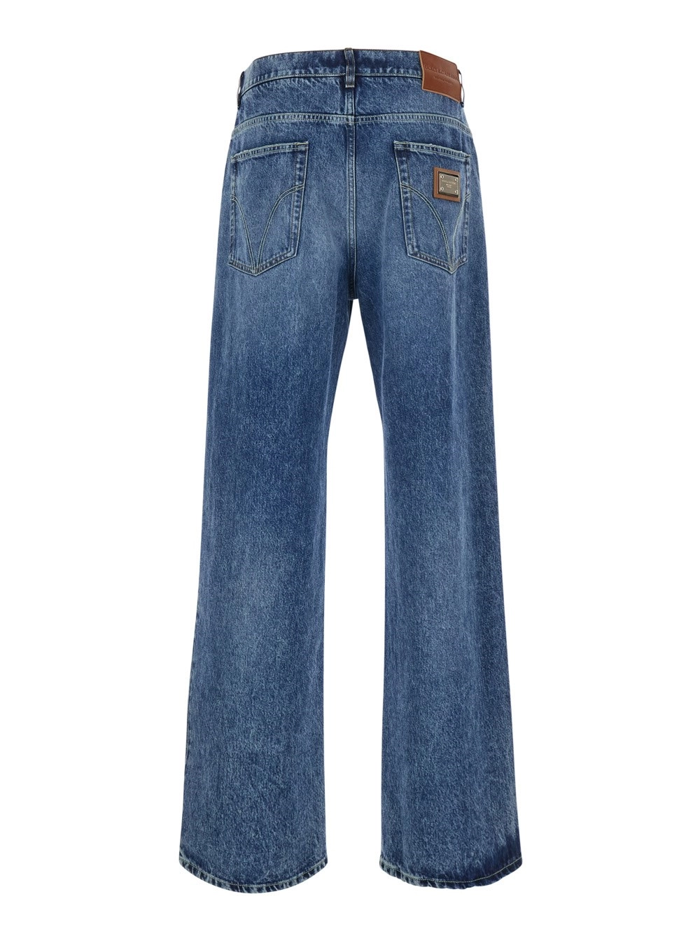 Dolce & Gabbana Jeans con patch logo applicato sul retro in denim blu uomo, view 2