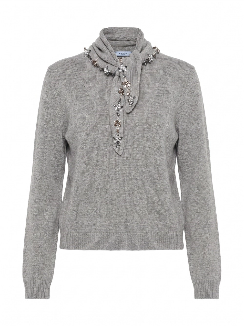 Prada Sweater with Jeweled Scarf Detail