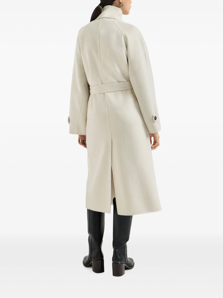 Brunello Cucinelli Brunello Cucinelli Hand-crafted Coat In Cashmere-beaver Double Cloth With Belt And Monili, view 6