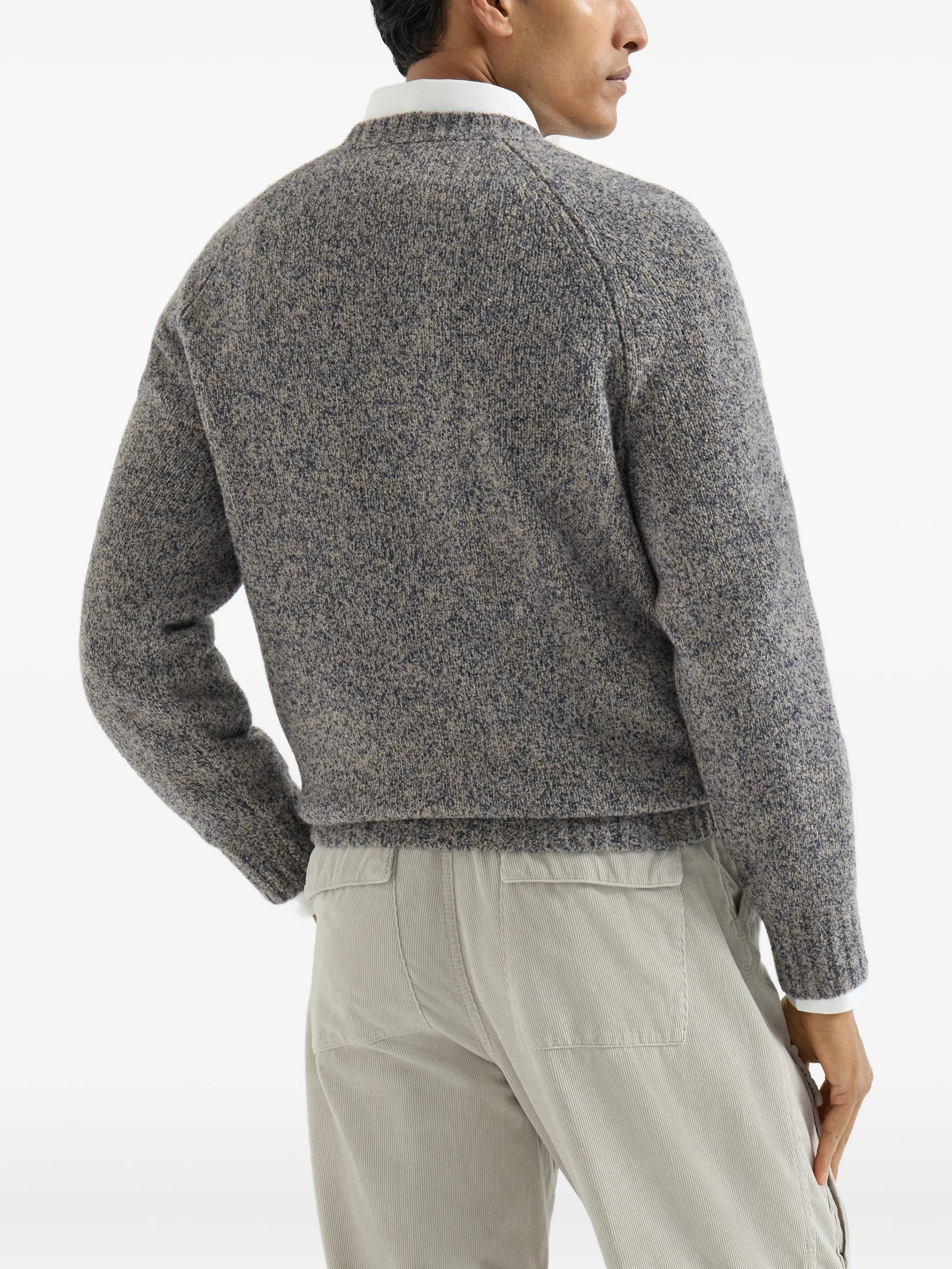 Brunello Cucinelli Brunello Cucinelli Virgin Wool, Silk And Cashmere Chiné Sweater, view 2