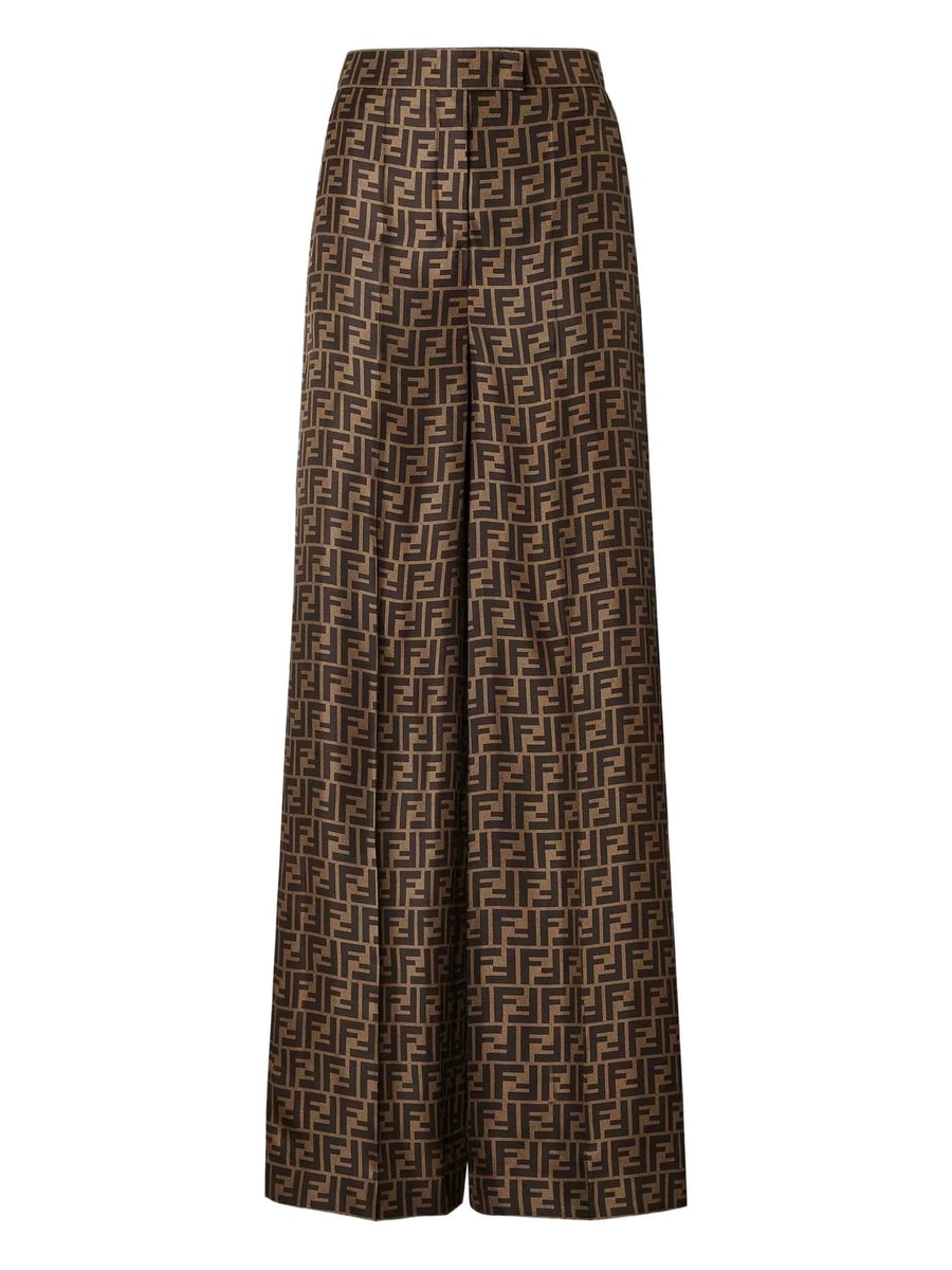 Fendi Fendi FF-monogram Pleated Silk Trousers
