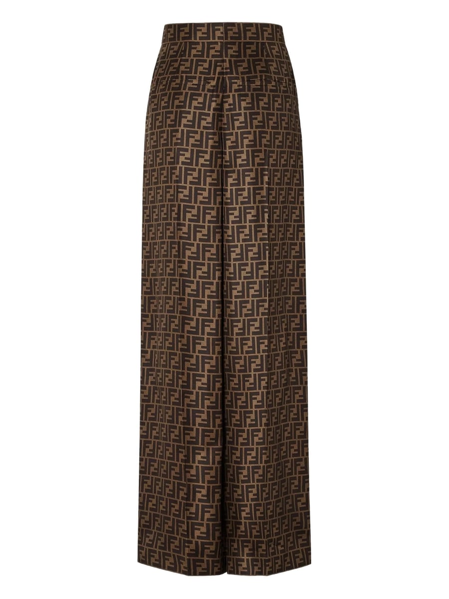 Fendi Fendi FF-monogram Pleated Silk Trousers, view 2