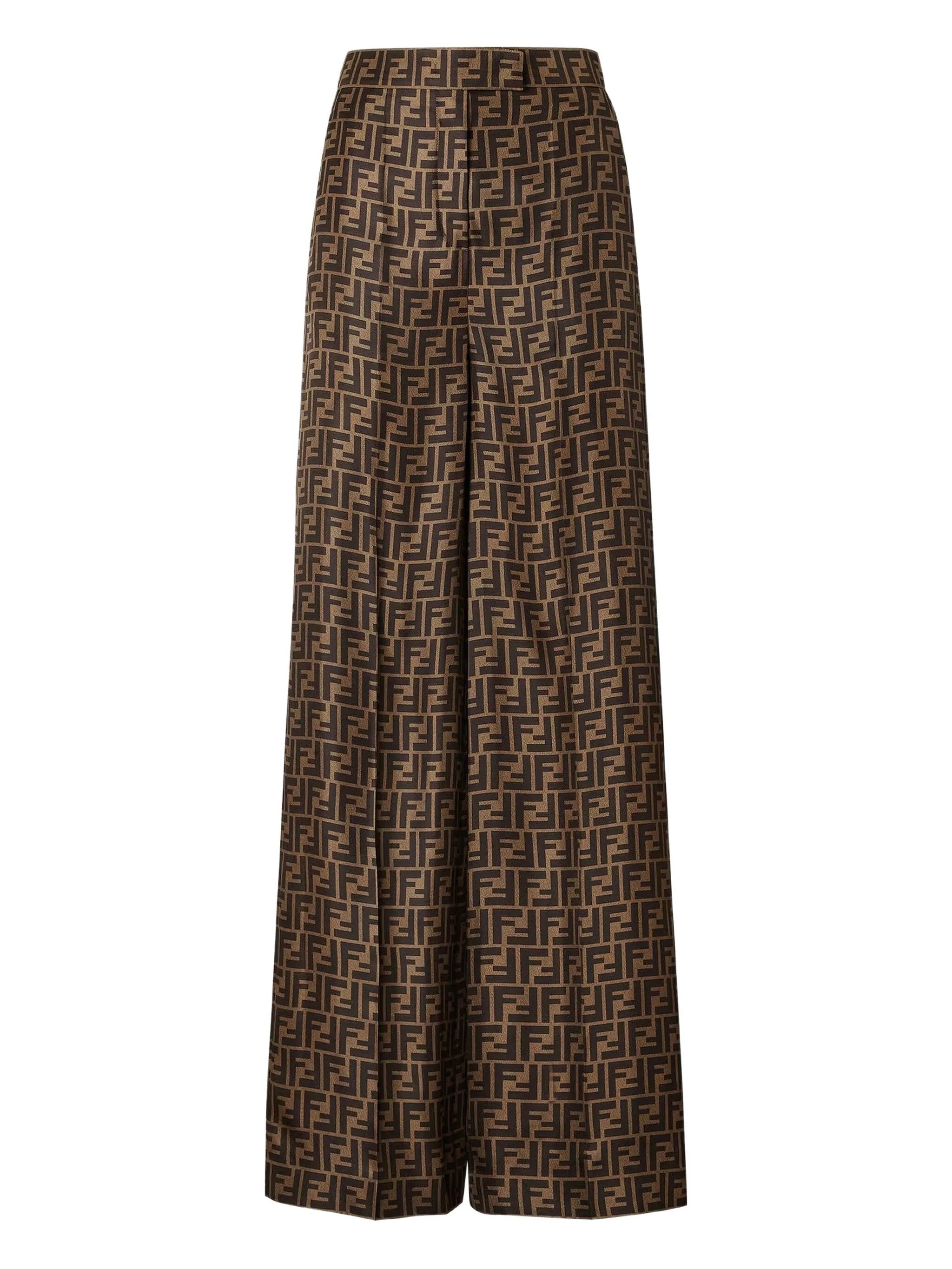 Fendi Fendi FF-monogram Pleated Silk Trousers
