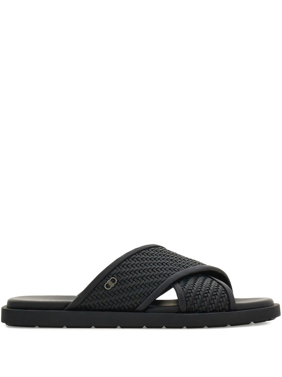 Ferragamo Ferragamo Woven Crossover Gancini Sandals