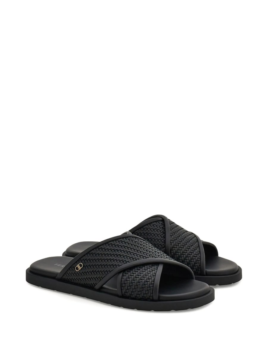 Ferragamo Ferragamo Woven Crossover Gancini Sandals, view 2