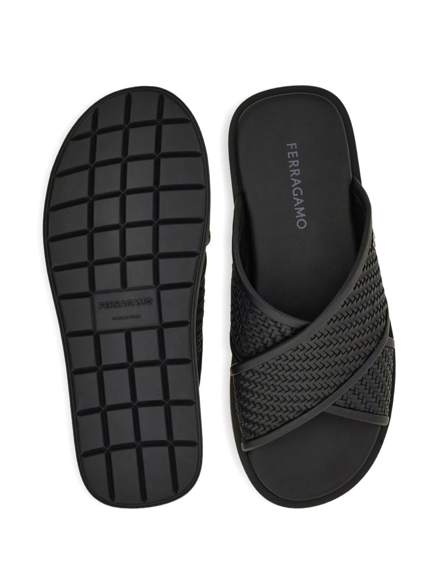 Ferragamo Ferragamo Woven Crossover Gancini Sandals, view 3
