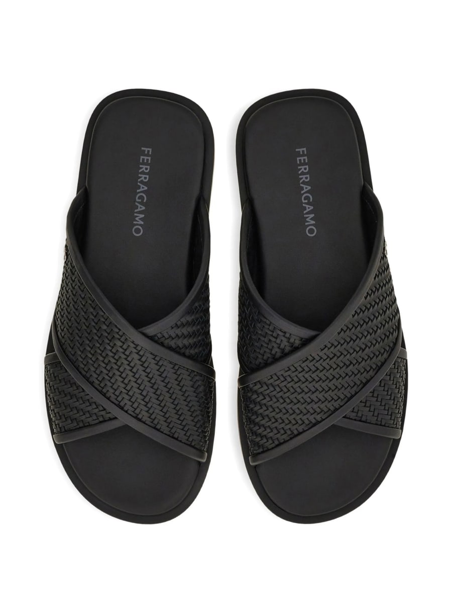 Ferragamo Ferragamo Woven Crossover Gancini Sandals, view 5