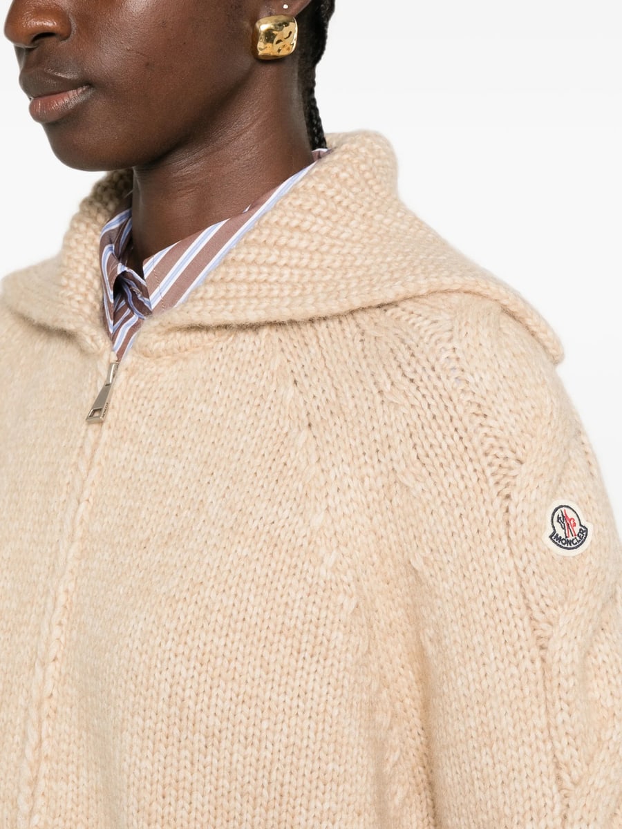Moncler Moncler Cable-knit Zip-up Sweater, view 5