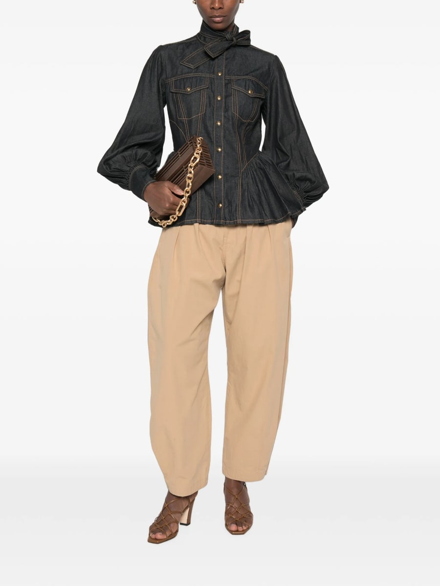 Zimmermann Zimmermann High-neck Denim Blouse, view 5