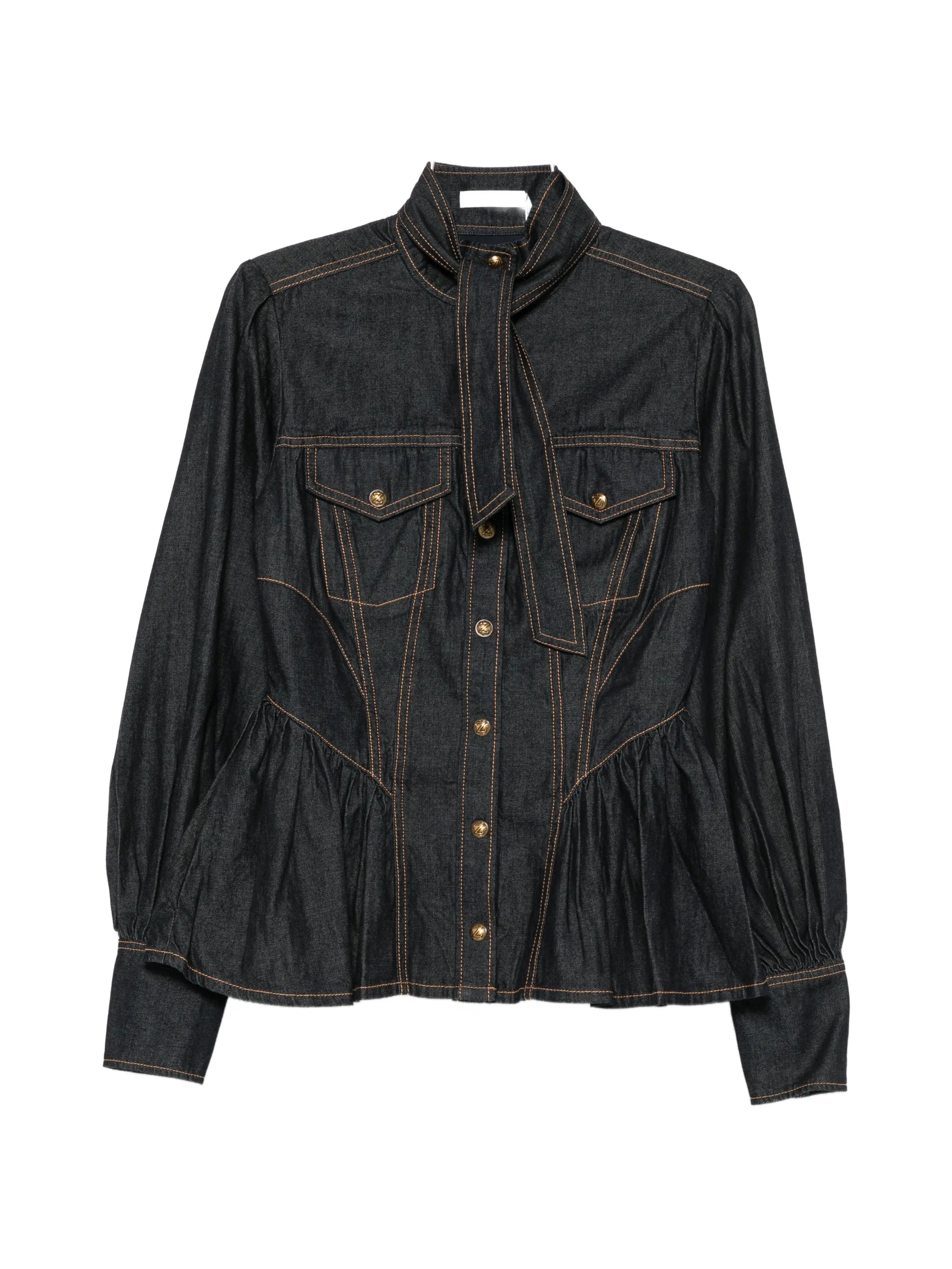 Zimmermann Zimmermann High-neck Denim Blouse