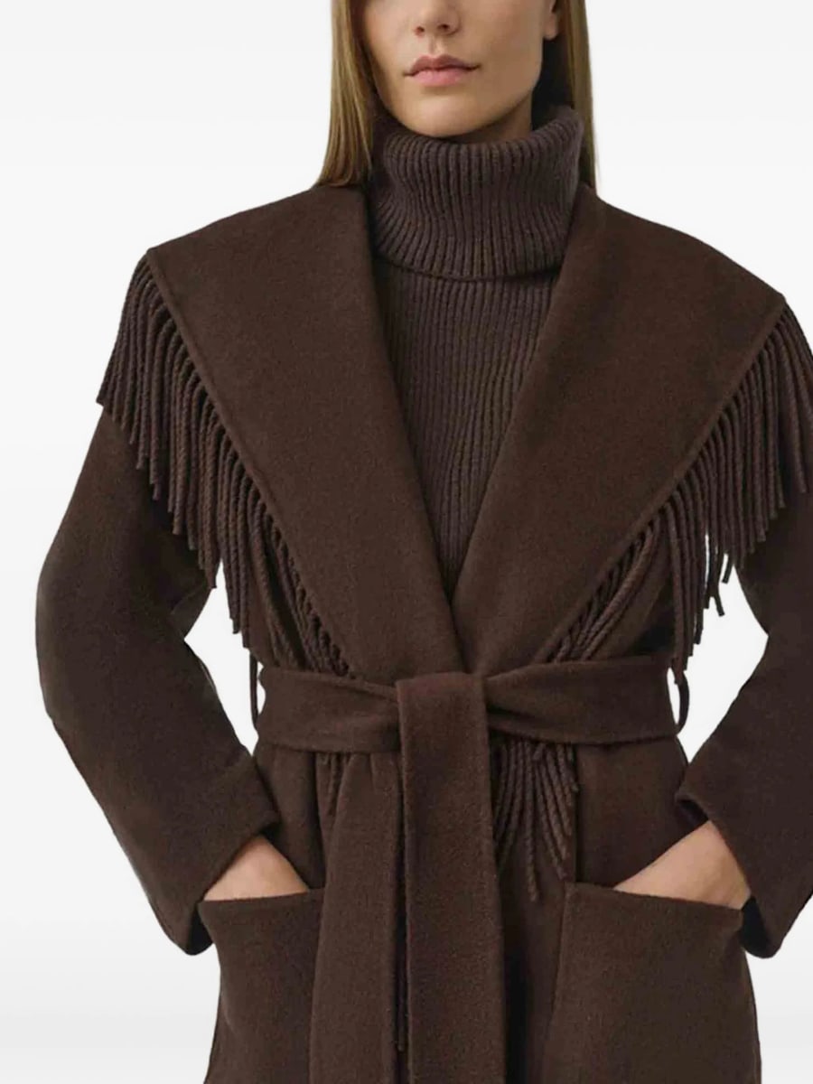 Simkhai Simkhai Carrie Fringe-trimmed Belted Coat, view 4