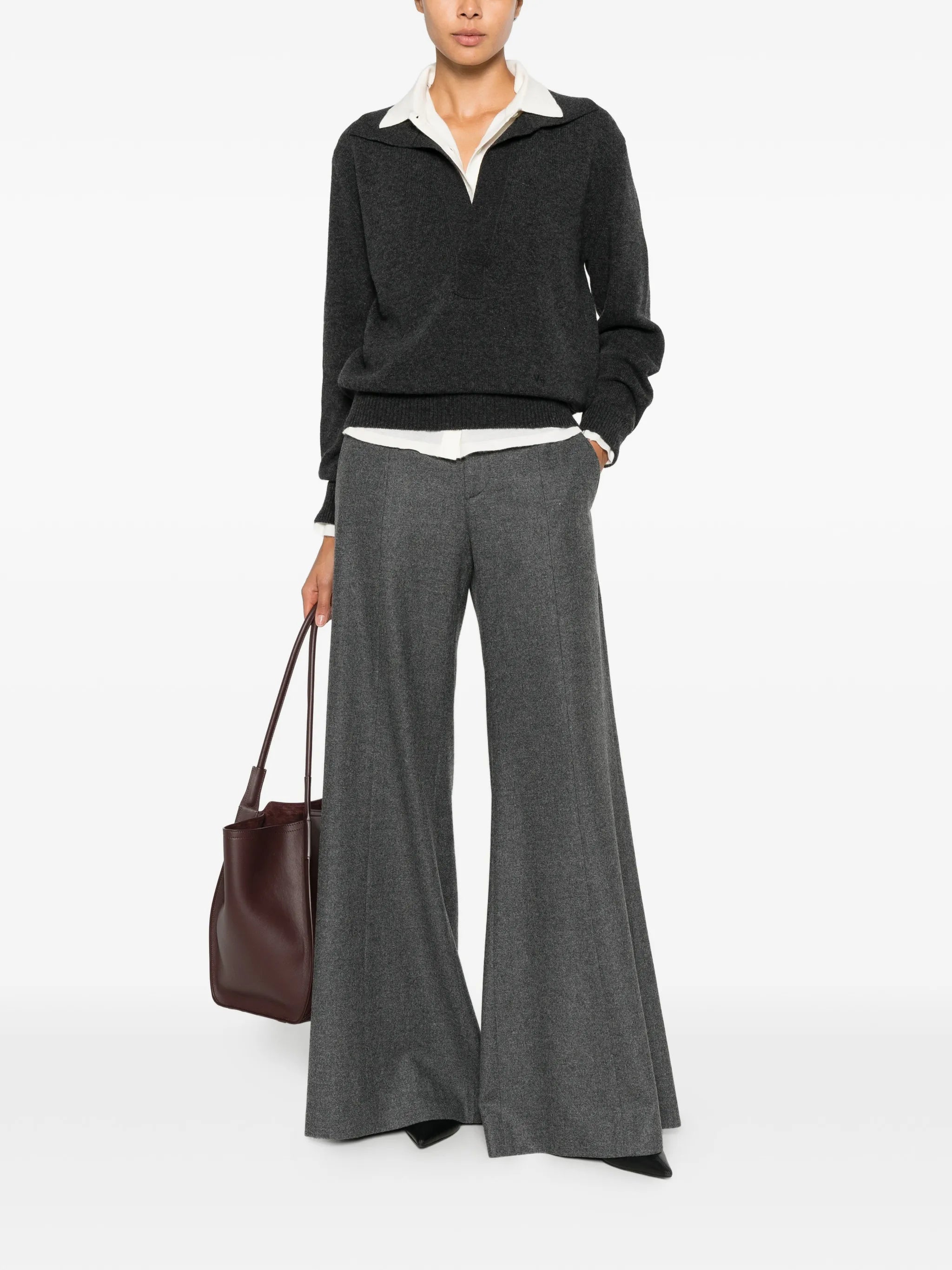 Brunello Cucinelli Brunello Cucinelli Pressed-crease Wide-leg Wool Trousers, view 2