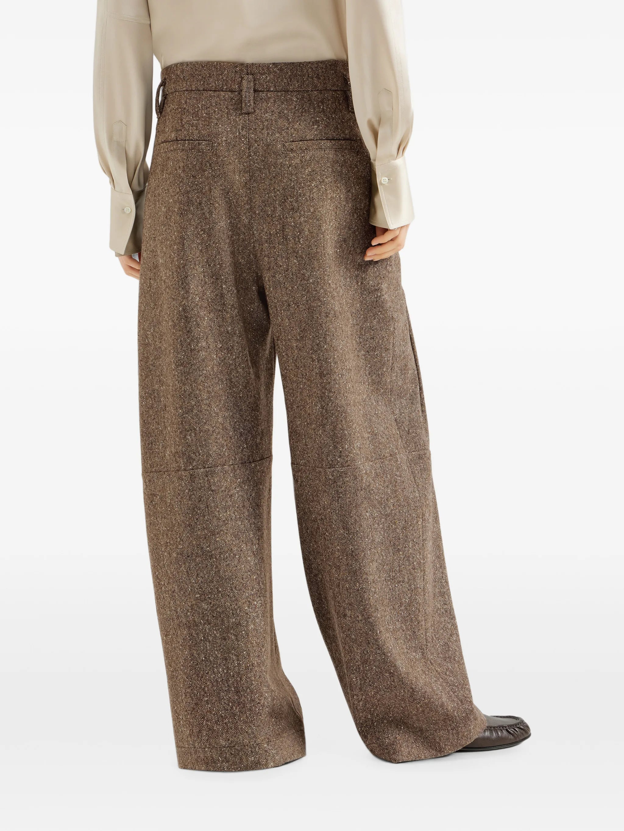 Brunello Cucinelli Brunello Cucinelli Virgin-wool Donegal Pleated Barrel Trousers With Monili, view 2