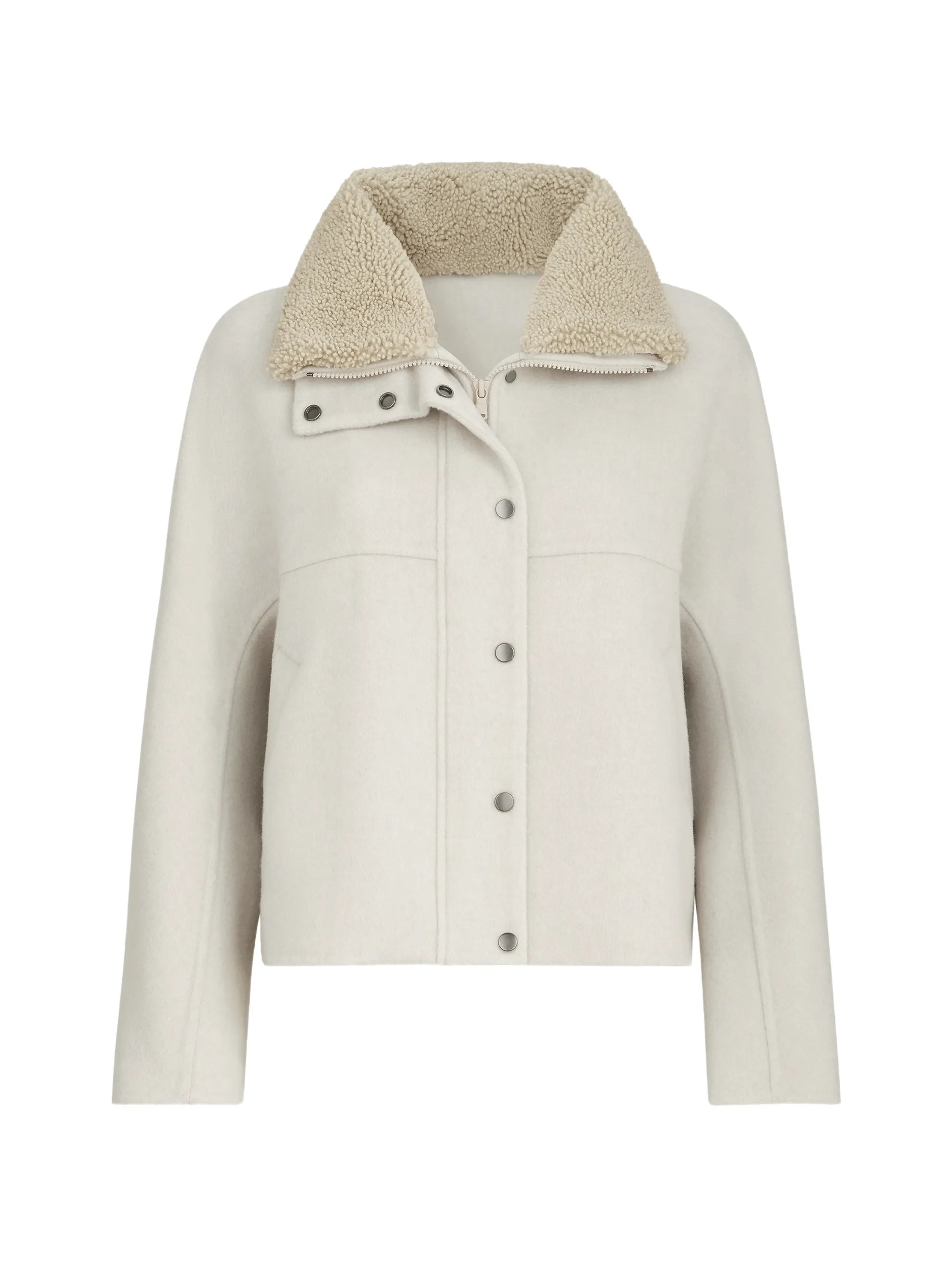 Brunello Cucinelli Brunello Cucinelli Hand-crafted Outerwear Jacket In Virgin Wool And Cashmere Double Cloth With Detachable Shearling Insert