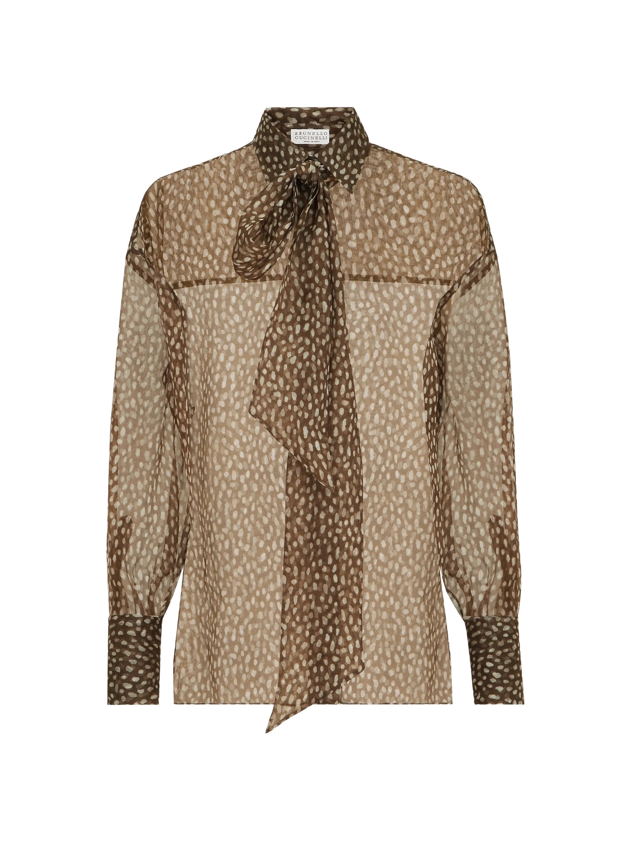 Brunello Cucinelli Brunello Cucinelli Dapple Silk Organza Shirt With Neck-tie