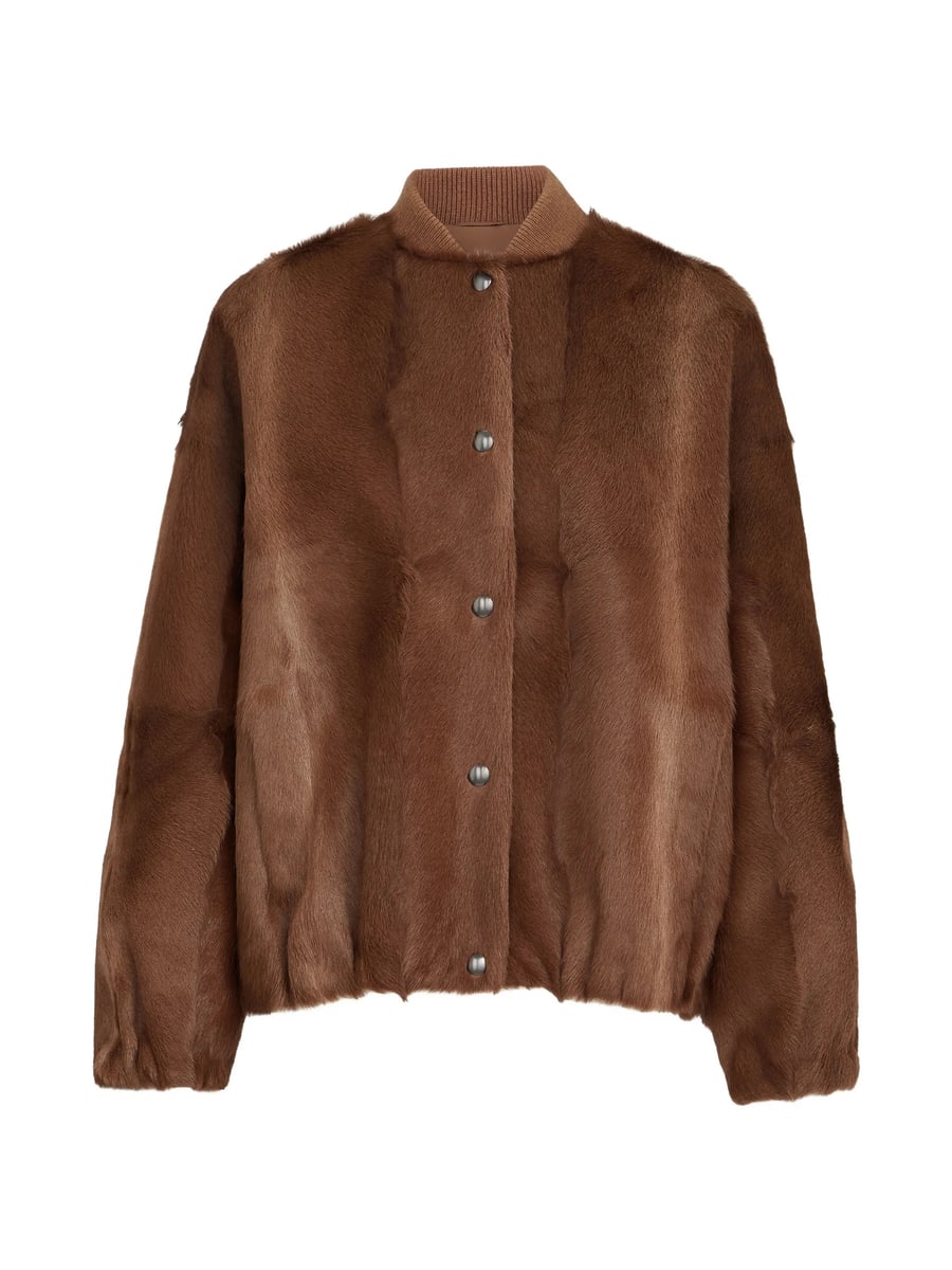 Brunello Cucinelli Brunello Cucinelli Cashmere Shearling Bomber Jacket With Monili