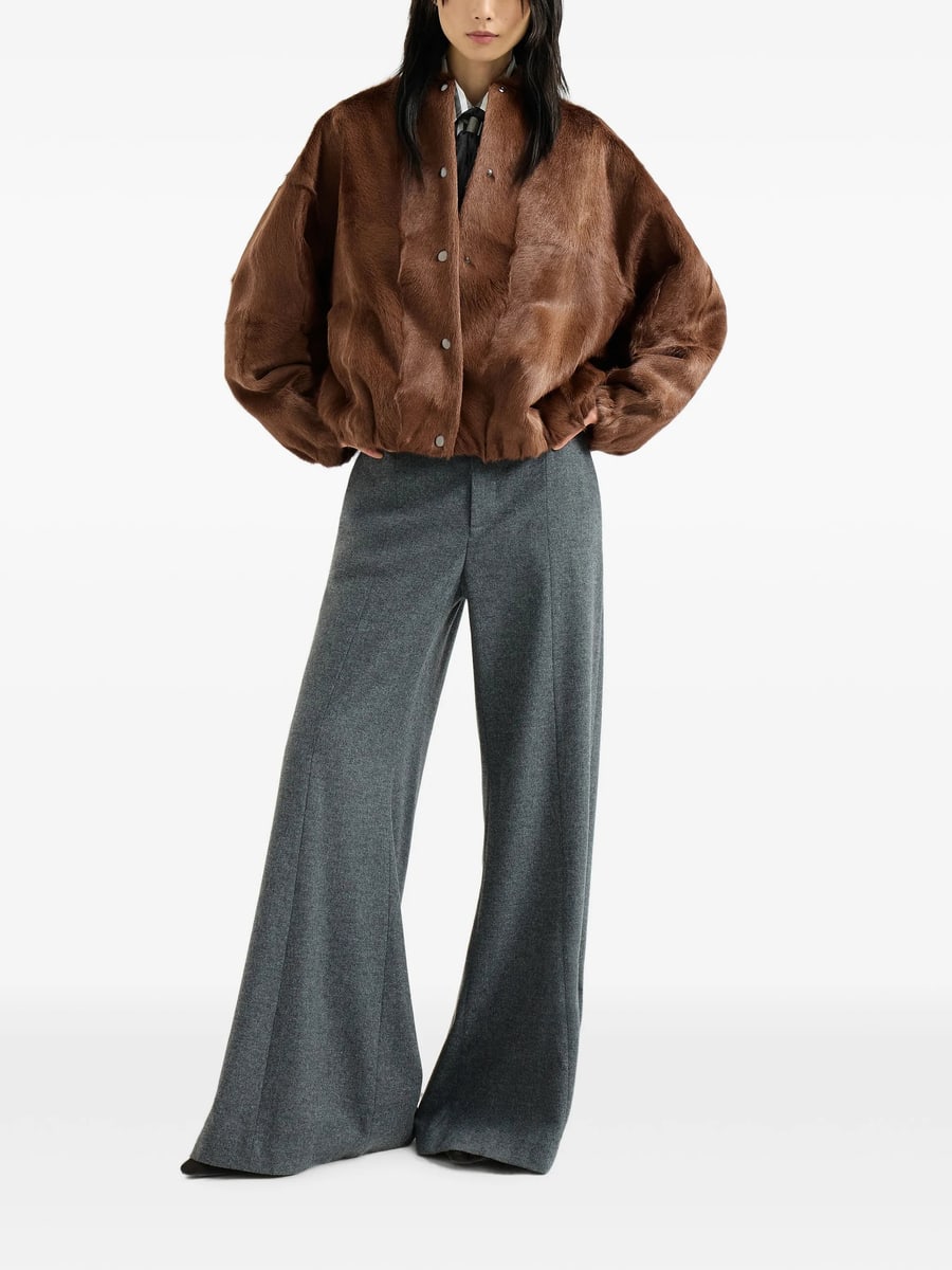 Brunello Cucinelli Brunello Cucinelli Cashmere Shearling Bomber Jacket With Monili, view 3
