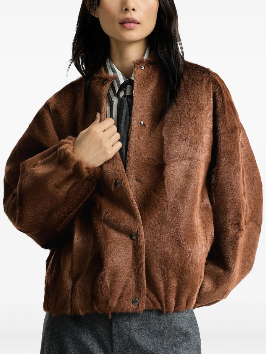 Brunello Cucinelli Brunello Cucinelli Cashmere Shearling Bomber Jacket With Monili, view 4