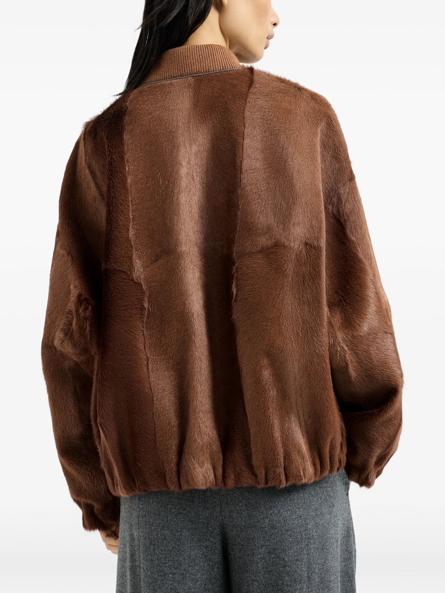 Brunello Cucinelli Brunello Cucinelli Cashmere Shearling Bomber Jacket With Monili, view 5